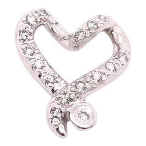 14 Karat White Gold and Diamond Heart Charm / Pendant
