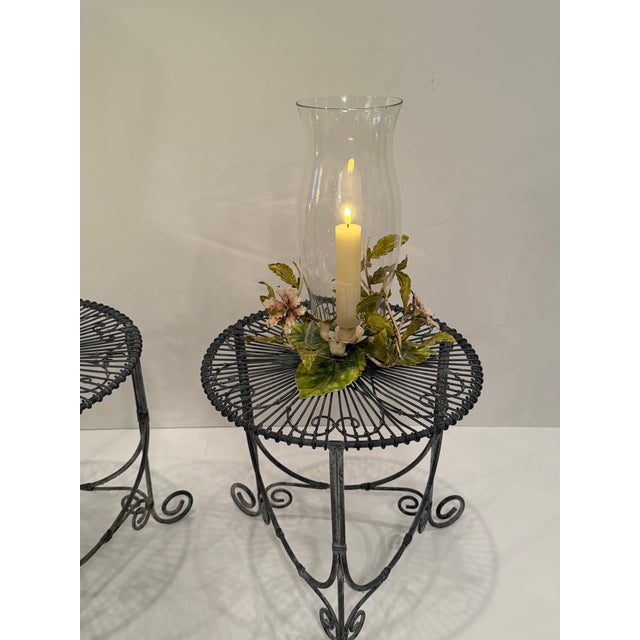 Vintage Round Wire Side Tables -a Pair For Sale In Philadelphia - Image 6 of 11