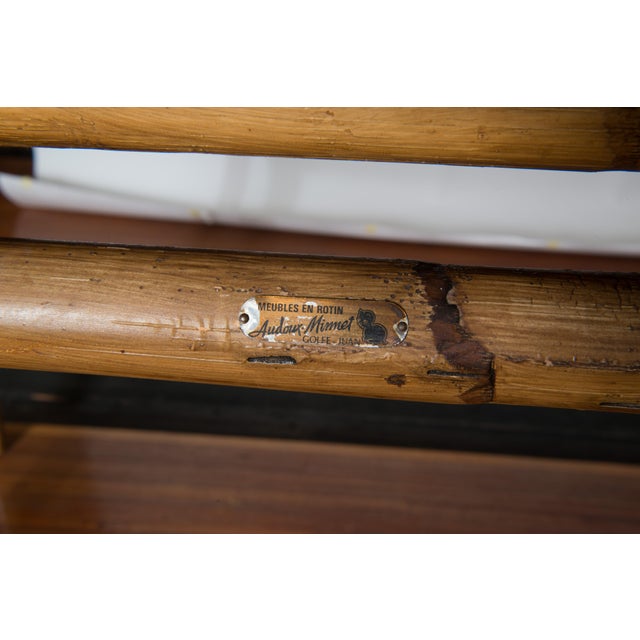 Brown 1960s Rattan Dining Table and Chairs Set by Audoux and Minet, France For Sale - Image 8 of 13