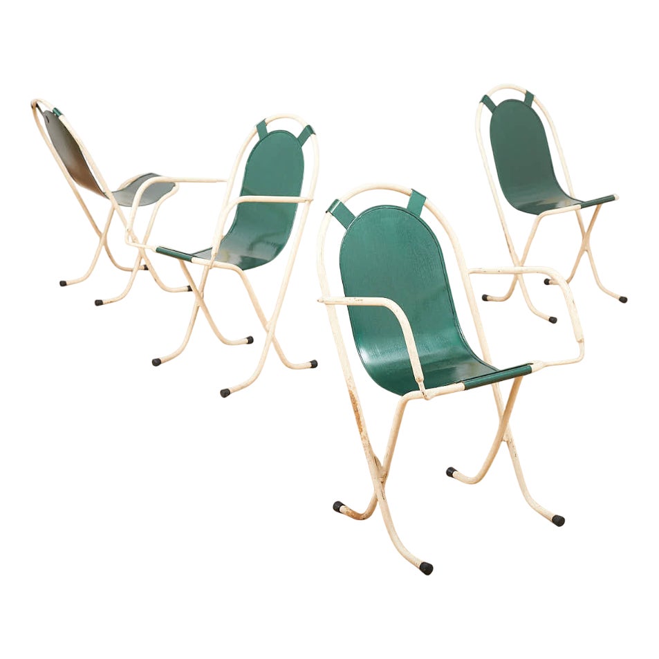 Chairs in Tubular Steel and Cream-Colored Lacquered by Harry Sebel ...