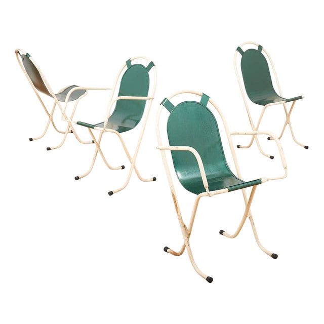 Chairs in Tubular Steel and Cream-Colored Lacquered by Harry Sebel, 1947, Set of 4 For Sale