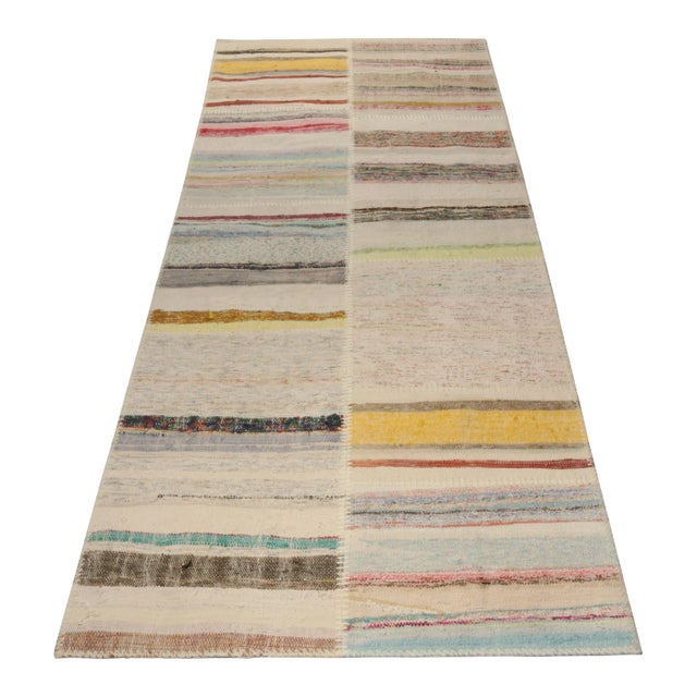 Contemporary Rug & Kilim’s Patchwork Kilim Runner in Polychromatic Stripes For Sale - Image 3 of 7