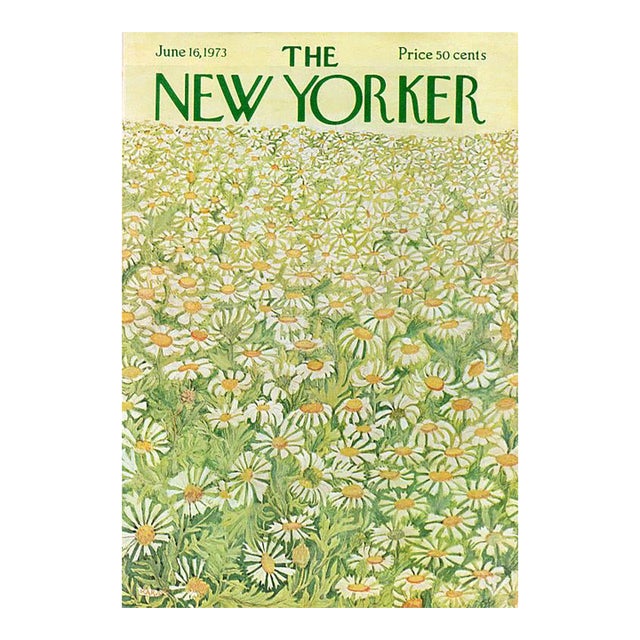 1973 Vintage New Yorker Magazine Cover by Ilonka Karasz, June 16, Daisies For Sale