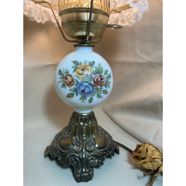 Victorian Vintage Electric | Gone With the Wind Style Hurricane Lamp| Mid-Century Victorian 1960's-1970's For Sale - Image 3 of 6