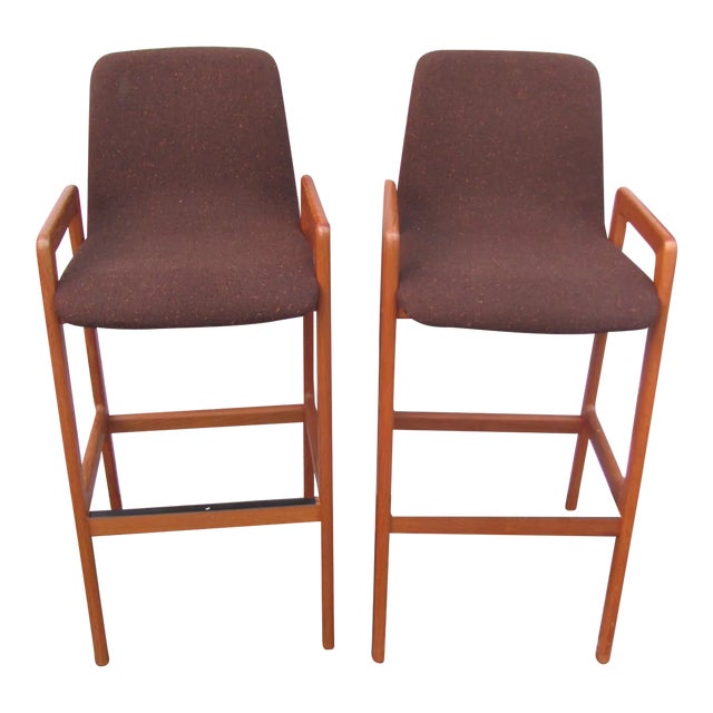 Teak Tall Stools by Tarm Stole for Og Mobelfabrik A/S - a Pair For Sale