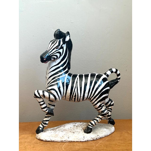 Vintage Italian Ceramic Zebra Sculpture For Sale - Image 9 of 12