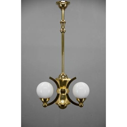 Art Deco Brass and Glass Chandelier from Gocar, 1910s For Sale - Image 5 of 11