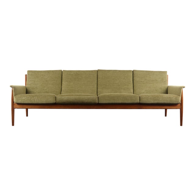8 Ft Long Grete Jalk for France and Son Four Seat Sofa Denmark For Sale