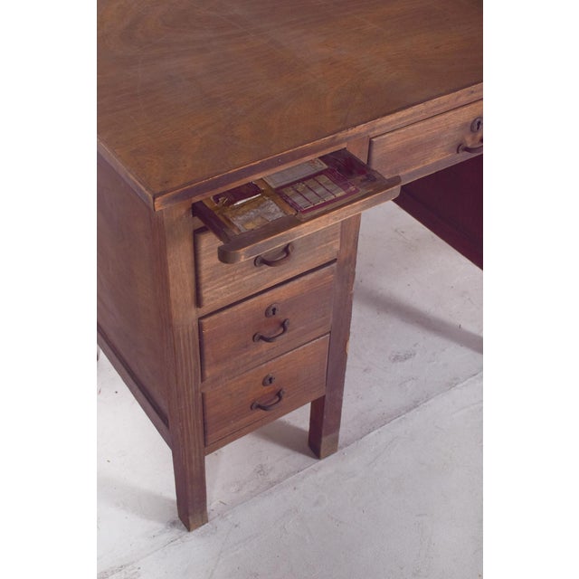 Wood Mid-Century Portuguese Desk in Wood from Olaio, 1950s For Sale - Image 7 of 14