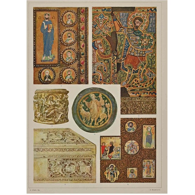 Decorative Motifs - Byzantine Styles is a print on ivory-colored paper realized by Andrea Alessio in the early 20th...