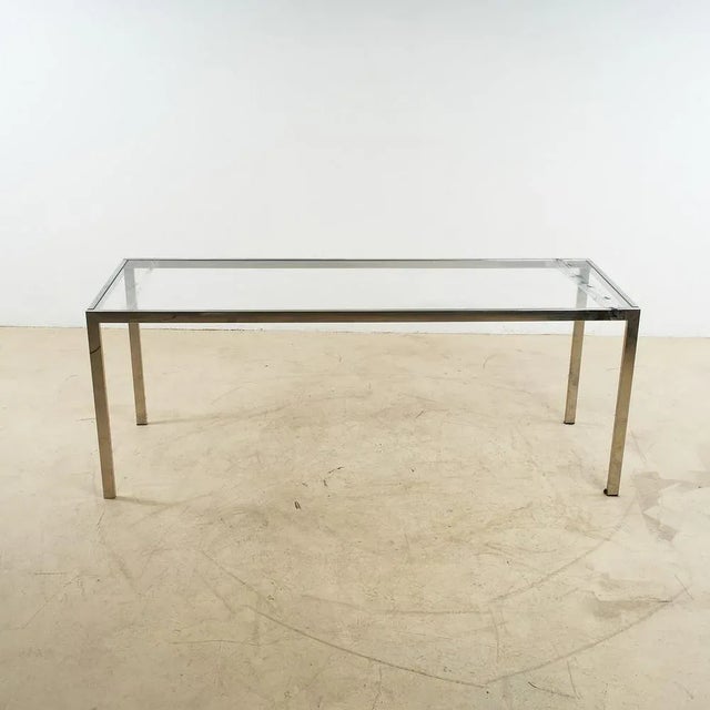 Chromed Iron Table with Glass Top For Sale - Image 6 of 6
