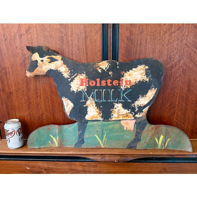 1920s Painted Metal Holstein Milk Trade Sign For Sale - Image 5 of 5