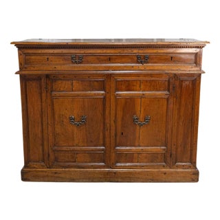 Italian 17th Century Walnut Buffet with Drop Front, Hidden Drawers and Two Doors For Sale