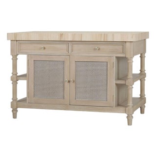 Farmhouse Kitchen Island With Butcher Block Top For Sale