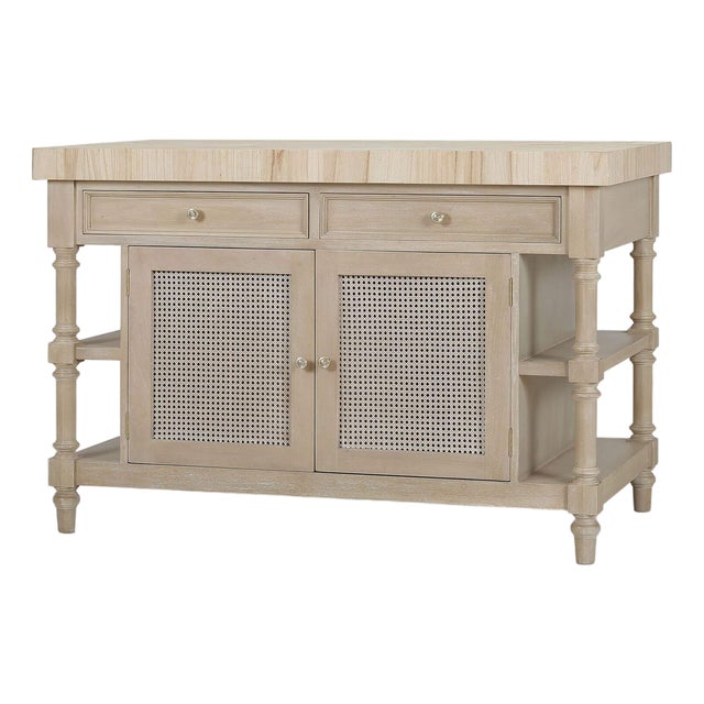 Farmhouse Kitchen Island With Butcher Block Top For Sale