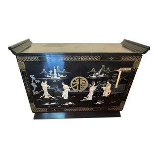 Vintage Chinoiserie and Mother of Pearl Inlaid Chest For Sale