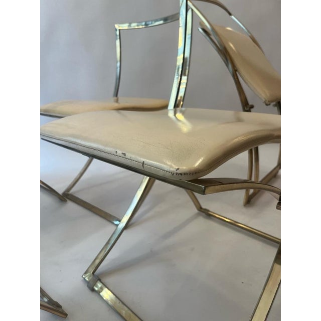 Vintage Luisa Folding Chairs in Leather and Brass by Marcello Cuneo for Mobel Italia, 1970, Set of 6 For Sale - Image 9 of 18