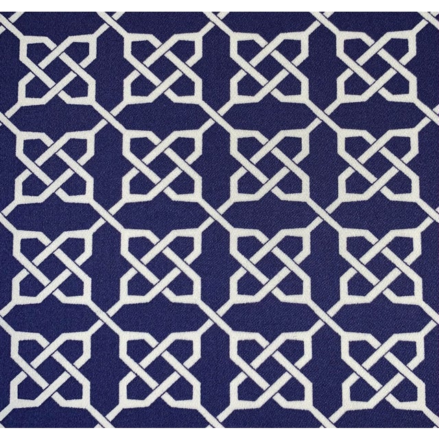 Contemporary Vicki Payne Free Spirit Blue Links Celtic Knot Chinoiserie Fretwork Lattice Trellis Fabric- 3.7 Yards For Sale - Image 3 of 8