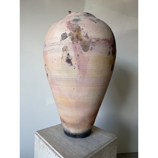 Large - 1980s Anderson Handmade Organic Studio Pottery Floor Vase – Signed For Sale - Image 4 of 12