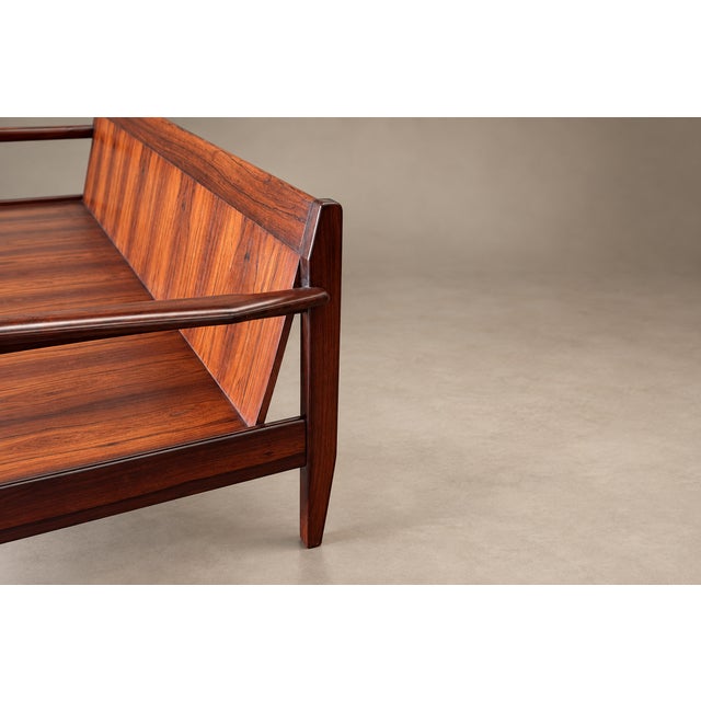 Brazilian Modern Sofa in Rosewood and Celadon Mohair, Attributed to Jean Gillon, Brazil, 1960s - Lot 703 For Sale In New York - Image 6 of 18