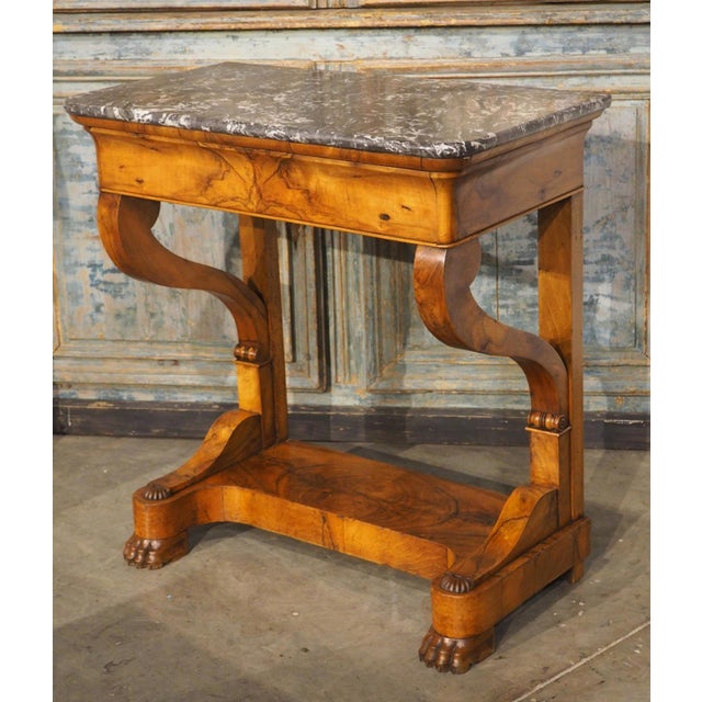 Charming Circa 1825 French Restauration Period Console in Walnut and Burl Walnut For Sale In Dallas - Image 6 of 17
