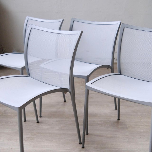 Zanotta Four Gray Chairs in Cast Aluminum, Set of 4 For Sale - Image 4 of 18