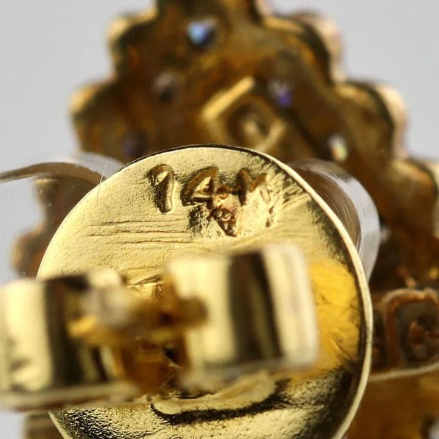 Metal Large Drop-Shaped Earrings with Topazes on Silver, 2000s For Sale - Image 7 of 8