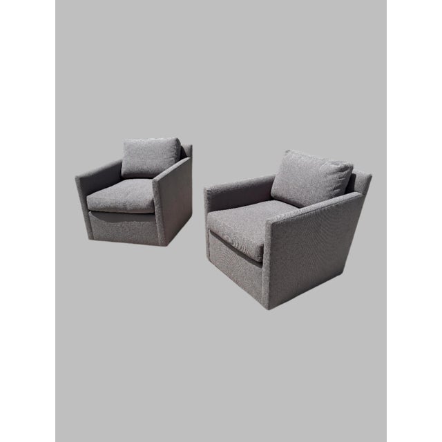 Restoration Hardware Oliver Track Arm Swivel Chairs in Graphite Luxe Depth – Set of 2 For Sale - Image 10 of 12