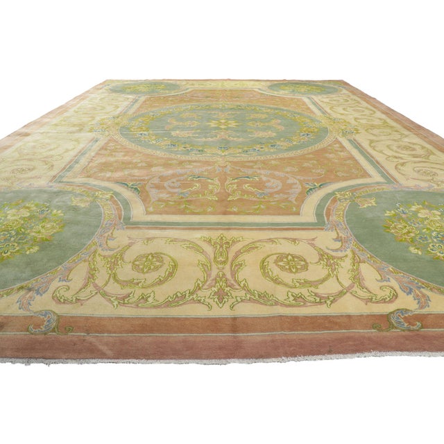 French Vintage Persian Isfahan Rug, 13'04 X 19'09 For Sale - Image 3 of 12