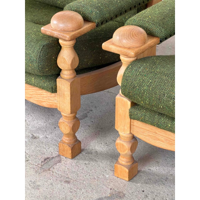 Danish Brutalist Oak Lounge Chairs from Henning Kjærnulf, 1960s, Set of 2 For Sale - Image 9 of 11