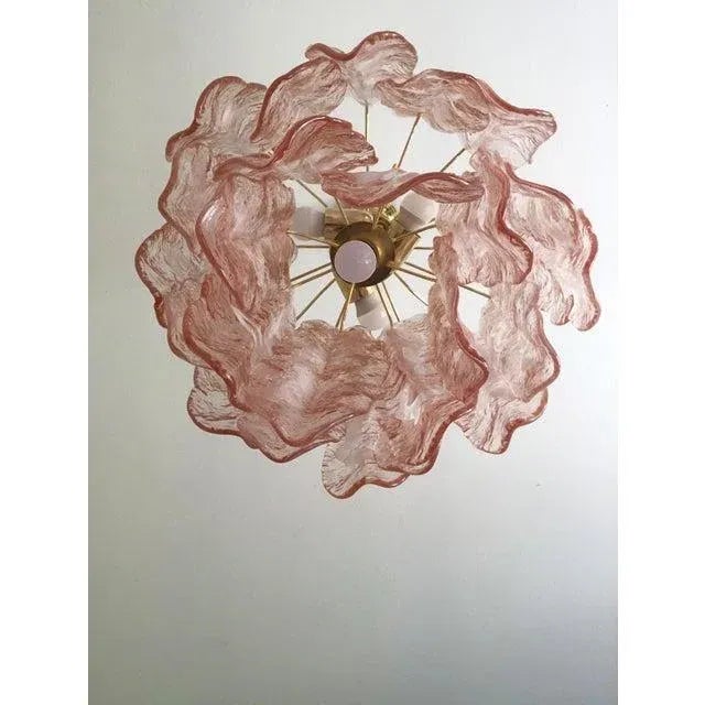 Contemporary Pink "Fiamme" Murano Glass Chandelier For Sale - Image 6 of 9