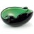 Beautiful vintage Murano hand blown black over green and gold flecks Italian art glass scroll shell design bowl, ashtray....