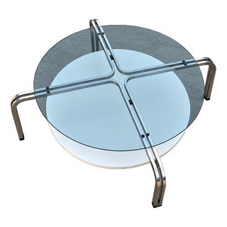 Low Coffee Table in Steel, 1980s For Sale