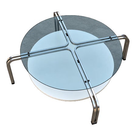 Low Coffee Table in Steel, 1980s For Sale