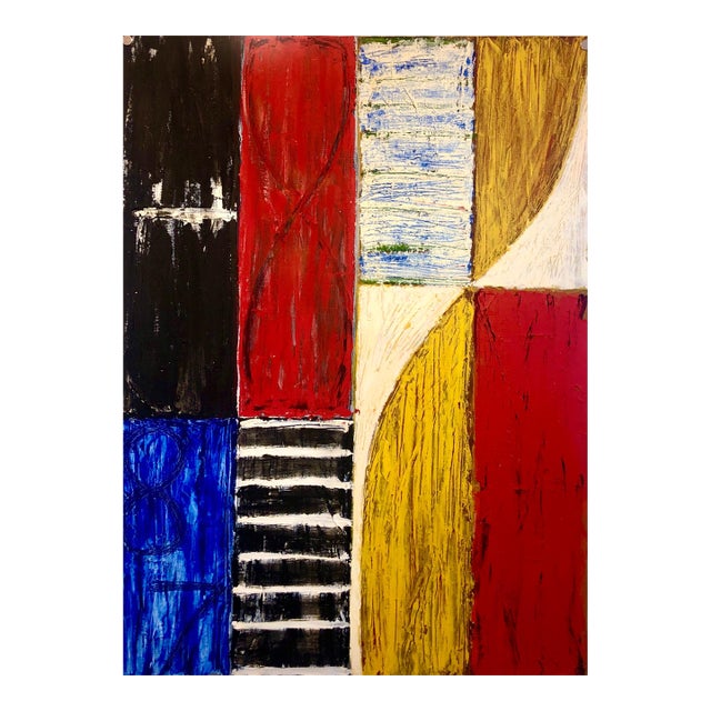 Joan KahnJoan Kahn Rome Vibrant Bold Color Abstract Expressionist Modernist Oil Painting, 1987 For Sale