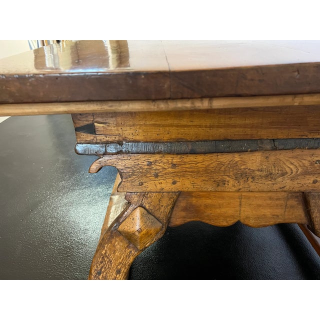 Museum Quality 1600’s Alpine Chalet Table Bavarian Medieval Table Reinforced Sliding Top Amazing Offer Now Best Deal on Earth For Sale - Image 9 of 12