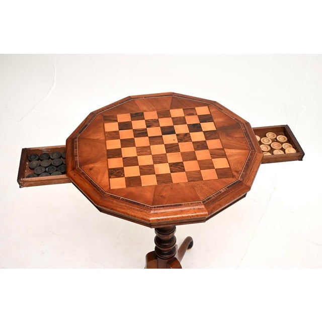 Mid 19th Century Antique Victorian Inlaid Walnut Chess Table, 1860 For Sale - Image 5 of 8
