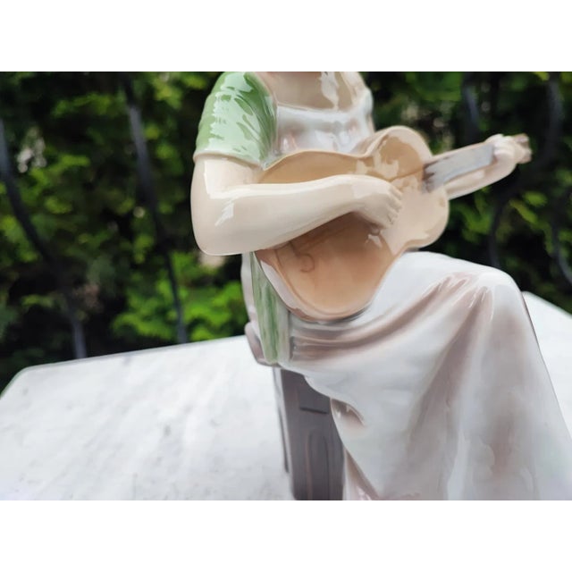 Danish Porcelain Figurine of Woman Playing Guitar from Bing & Grondahl, 1950s For Sale - Image 4 of 12