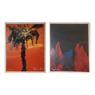 1970s "Tropical Heatwave" Pair of Paintings Signed by Harry Jelinek (1905–1986) For Sale