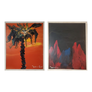 1970s "Tropical Heatwave" Pair of Paintings Signed by Harry Jelinek (1905–1986)