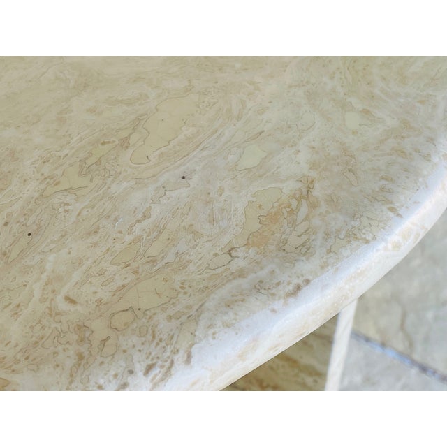 Stone Vintage Half-Moon Travertine Side Table, 1980s For Sale - Image 7 of 18