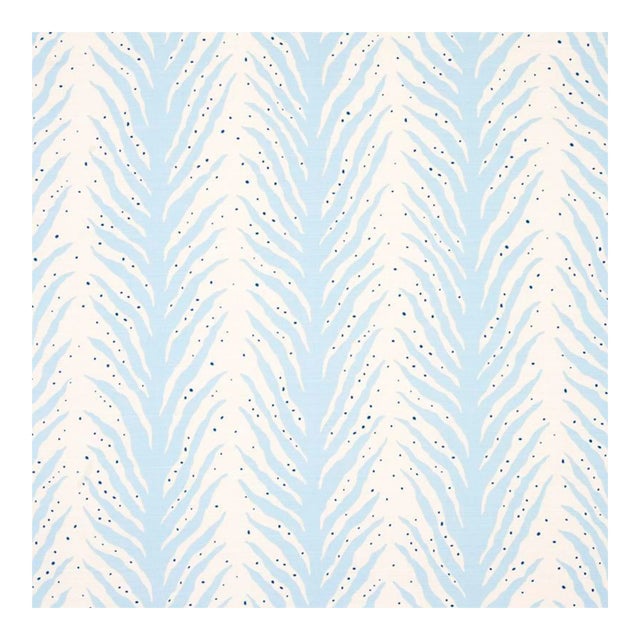 Schumacher Creeping Fern Fabric in Slumber Blue For Sale