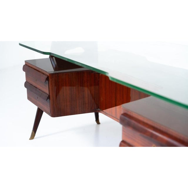 Mid-Century Modern Vittorio Dassi Desk, Wood and Glass, 1950s For Sale - Image 6 of 18