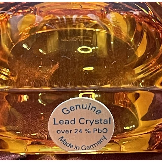 Josephinenhütte Acanthus Amber Crystal Vase Exquisite German 24% lead crystal vase by Josephinenhütte, featuring a...