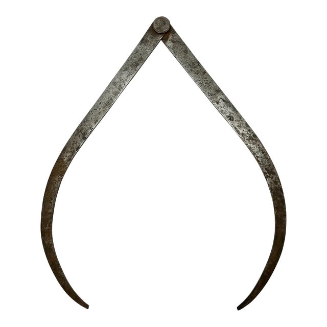 Giant Antique Hand Made Wrought Iron Industrial Era Foundry Calipers Circa Mid 19th Century - 24 Inches Tall For Sale