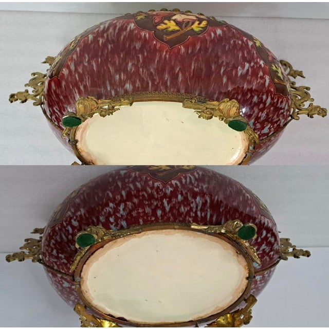 Late 19th Century French Majolica Jardinière With Bronze Dragon Handles For Sale - Image 15 of 15