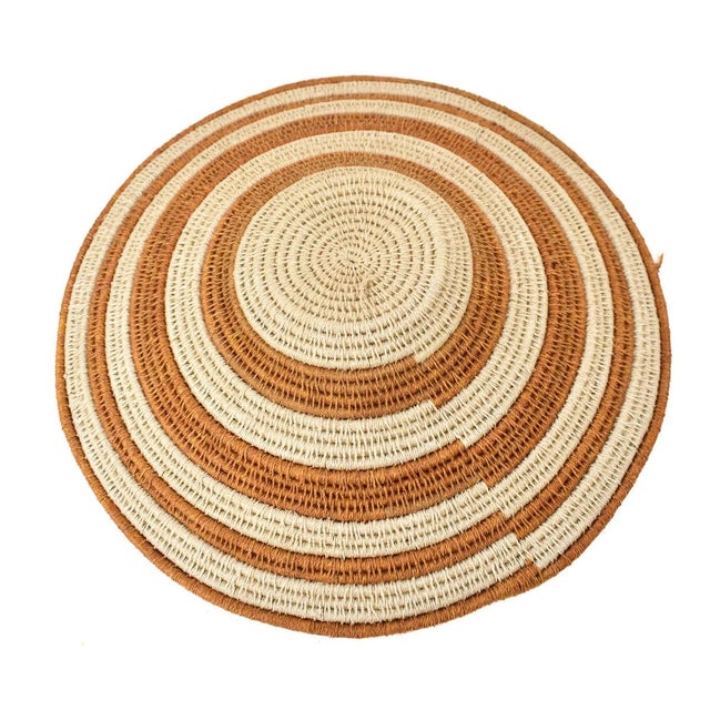 African Early 20th Century Sisal Handwoven Basket Brown Striped Eswatini 12inch For Sale - Image 3 of 5
