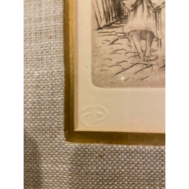 Charles Early 20th Century Charles Pinet Signed and Framed Etches - a Pair For Sale - Image 4 of 7