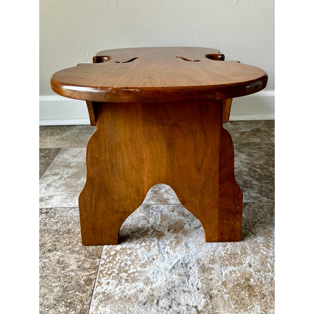 Vintage 1976 Amana Furniture Solid Walnut Violin-Shaped Hearth Bench / Footstool For Sale - Image 11 of 18