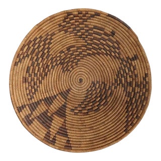 Circa 1900 Native American Pima Woven Round Basket Tray For Sale